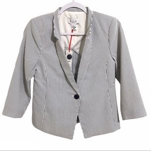 ELLE Womens Striped Seersucker Sport Coat Jacket Preppy Blazer NWT Size 2